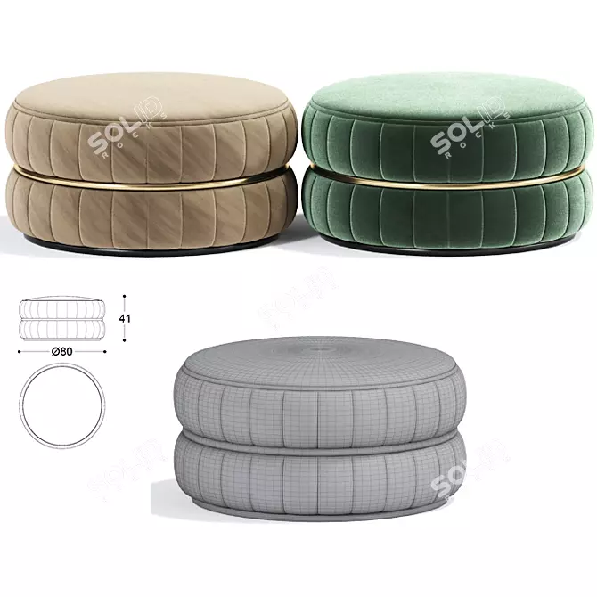 Trendy Lilo Ottoman: Stylish Fabric Pouf 3D model image 3