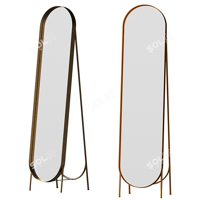 Elegant Gold Floor Mirror 3D model image 1