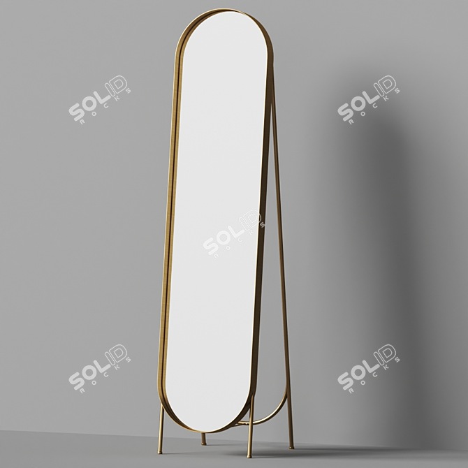 Elegant Gold Floor Mirror 3D model image 2