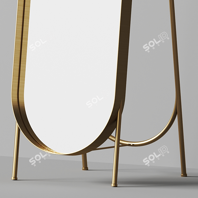 Elegant Gold Floor Mirror 3D model image 3