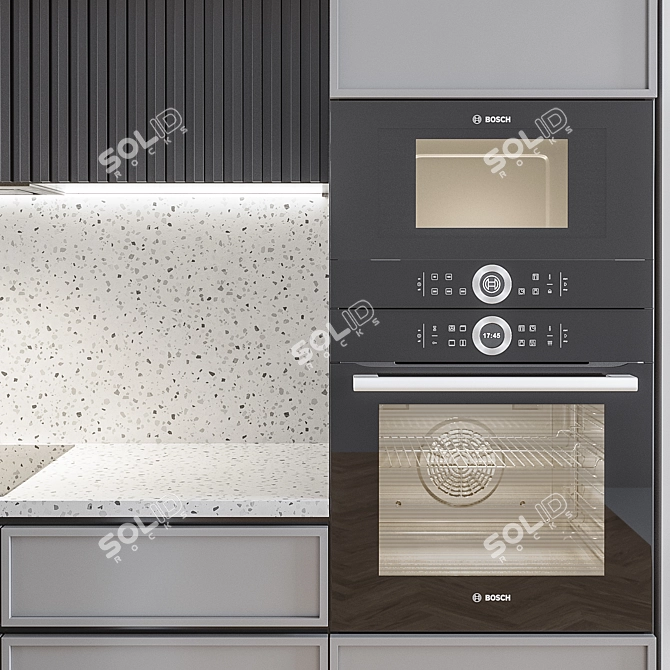 Sleek Terazzo Gray Kitchen 3D model image 9