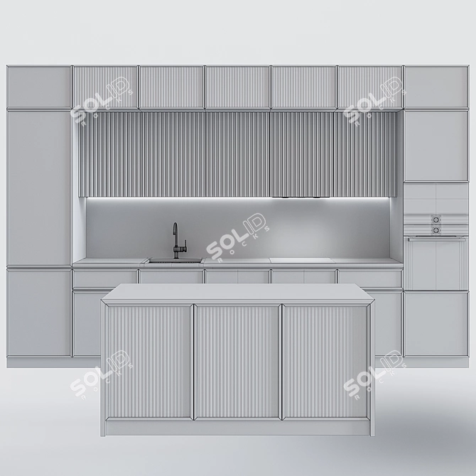 Sleek Terazzo Gray Kitchen 3D model image 15