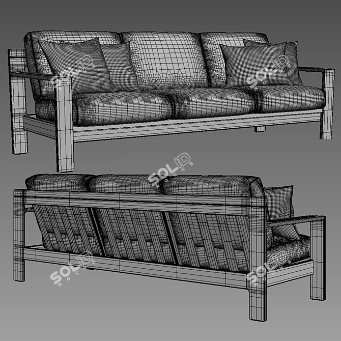 Gloster LOOP 3-Seater Sofa: Contemporary Elegance for Your Home 3D model image 3