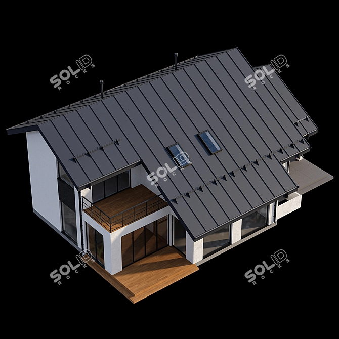 Modern Two-Storey Cottage with Click Seam Roof 3D model image 4