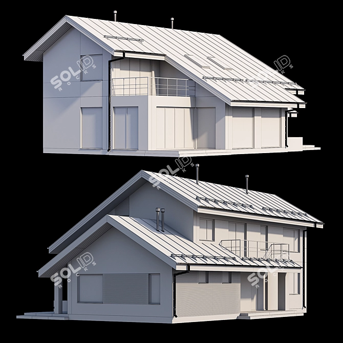 Modern Two-Storey Cottage with Click Seam Roof 3D model image 5