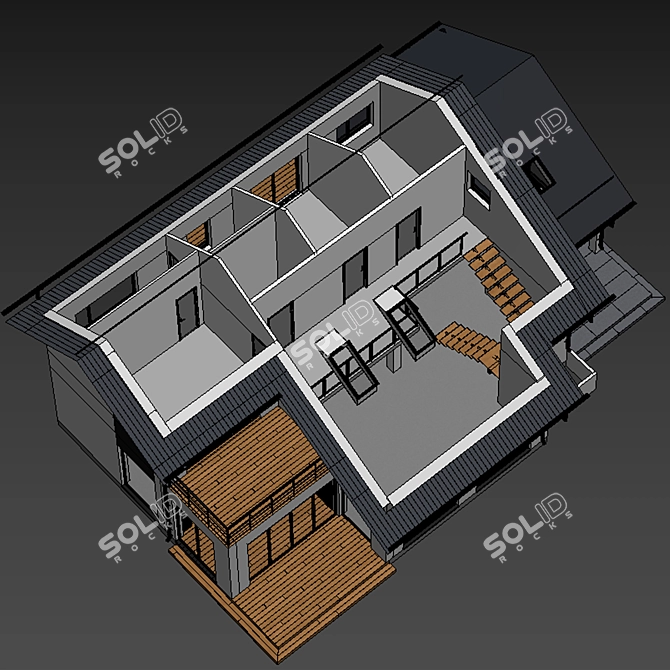 Modern Two-Storey Cottage with Click Seam Roof 3D model image 6