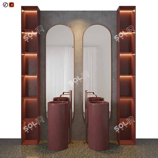 Vibrant Scarlet Bathroom 3D model image 1