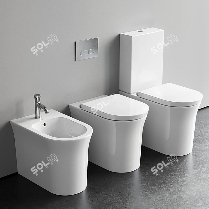 Duravit White Tulip Close Coupled Toilet 3D model image 1