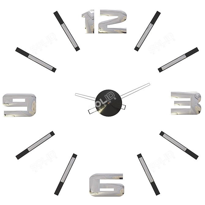 Modern Mirror Wall Clock 3D model image 1