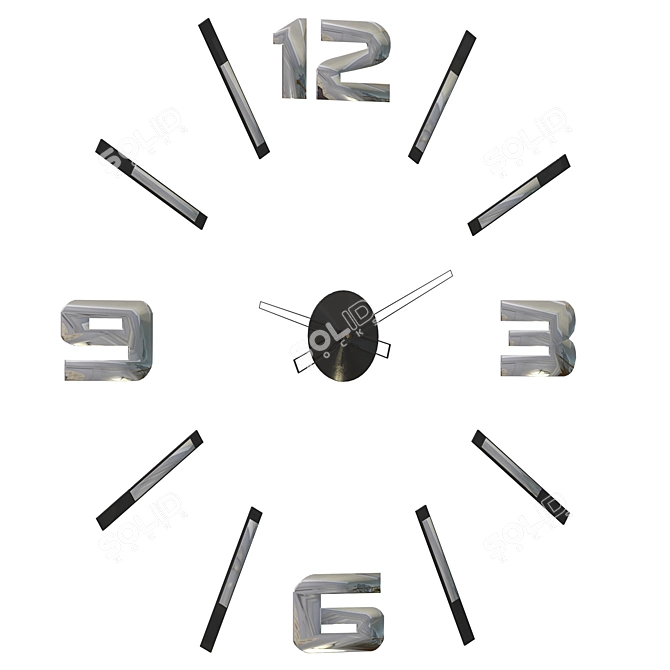 Modern Mirror Wall Clock 3D model image 2