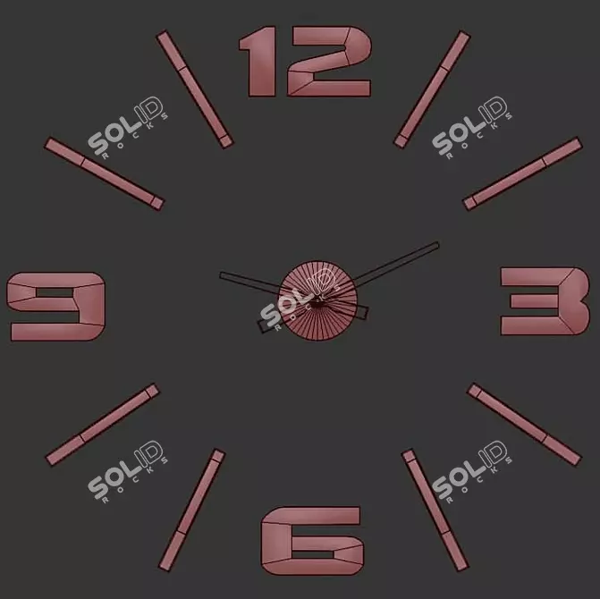 Modern Mirror Wall Clock 3D model image 4