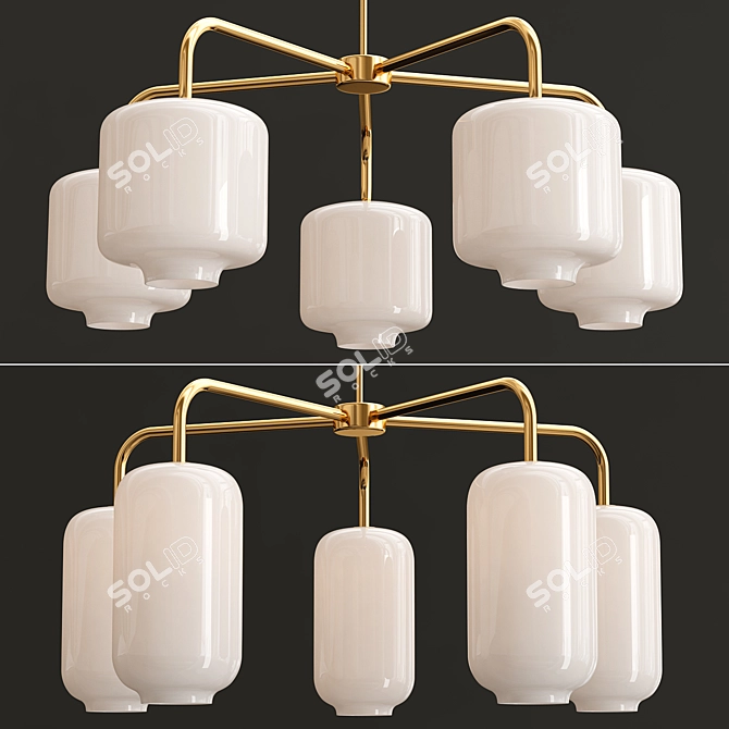 Elegant Glass Chandelier: Sculptural Collection 3D model image 3