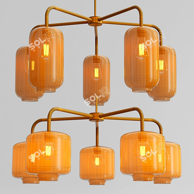 Elegant Glass Chandelier: Sculptural Collection 3D model image 6