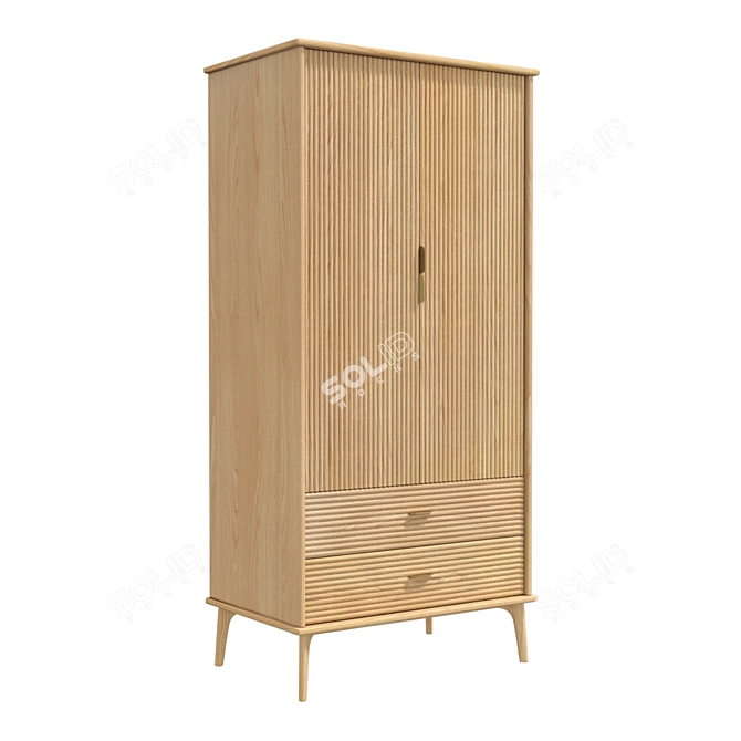 Kendal Oak Brass Cabinet 3D model image 1