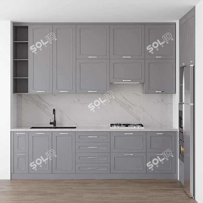 Modern Kitchen Set with Miele and Kaiser Appliances 3D model image 2