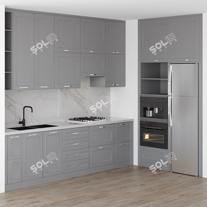 Modern Kitchen Set with Miele and Kaiser Appliances 3D model image 4