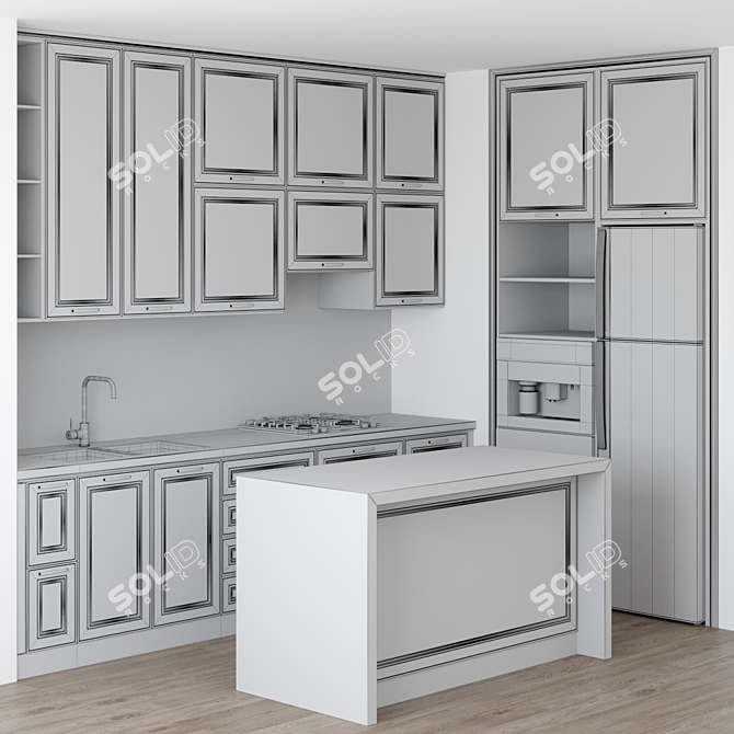 Modern Kitchen Set with Miele and Kaiser Appliances 3D model image 5