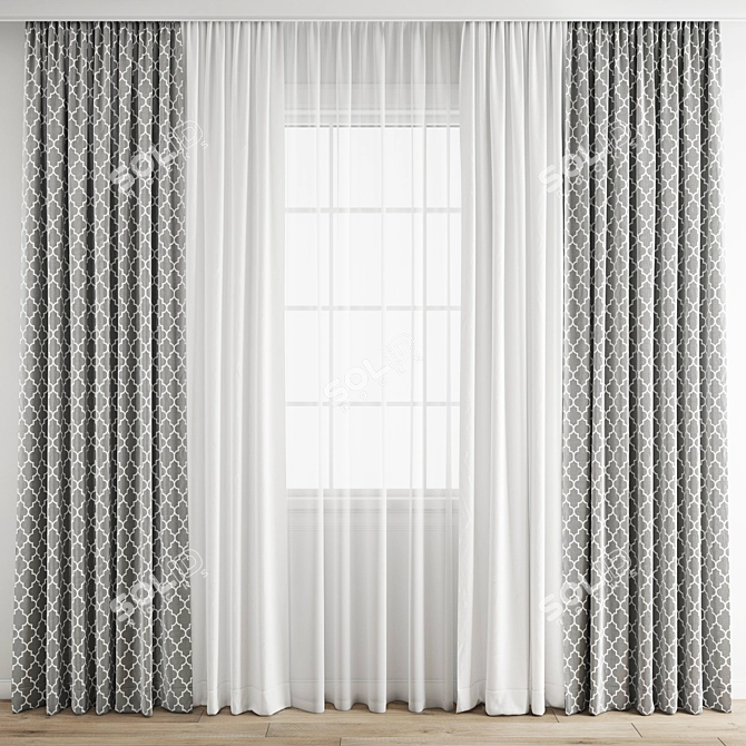 Premium Polygonal Curtain Model 3D model image 1