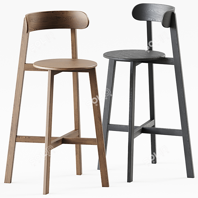 Roda Bar Stool: Sleek Elegance 3D model image 1