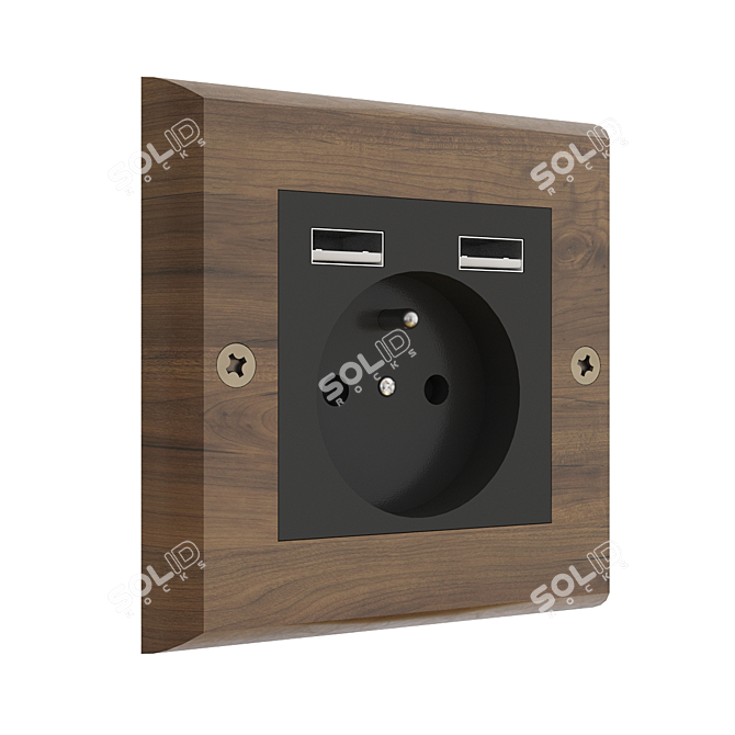 Retro-style Socket and Switch Set 3D model image 3