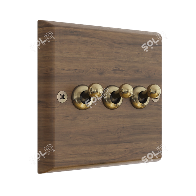 Retro-style Socket and Switch Set 3D model image 4