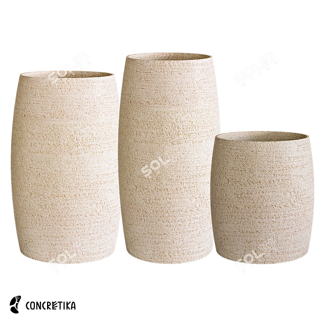 Cigar Surface Collection: Stylish Concrete Planters 3D model image 1