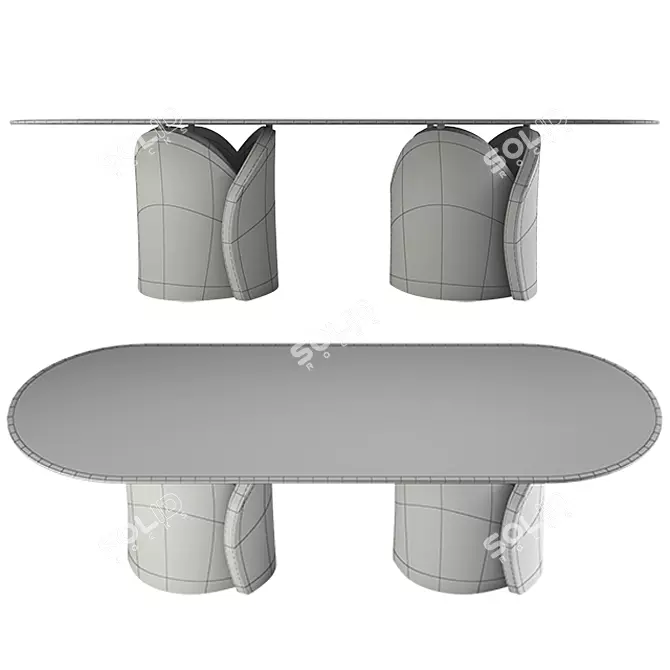 Elegant Oval Marble Table 3D model image 2