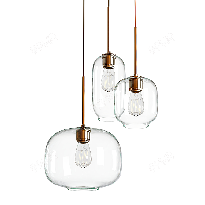 Customizable Glass Chandelier: Sculptural Elegance 3D model image 1