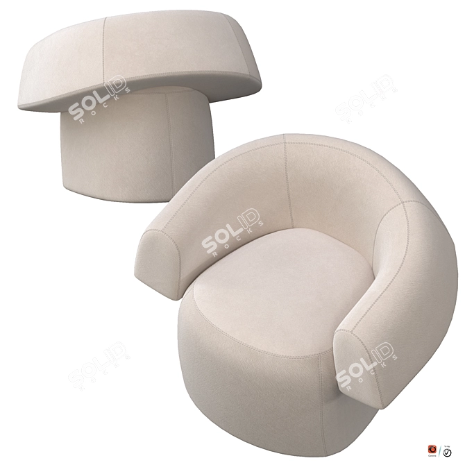 Modern Ruff Dining Chair 3D model image 3