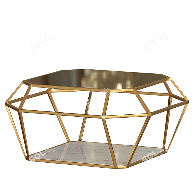 Elegant Gold Geometric Coffee Table 3D model image 1