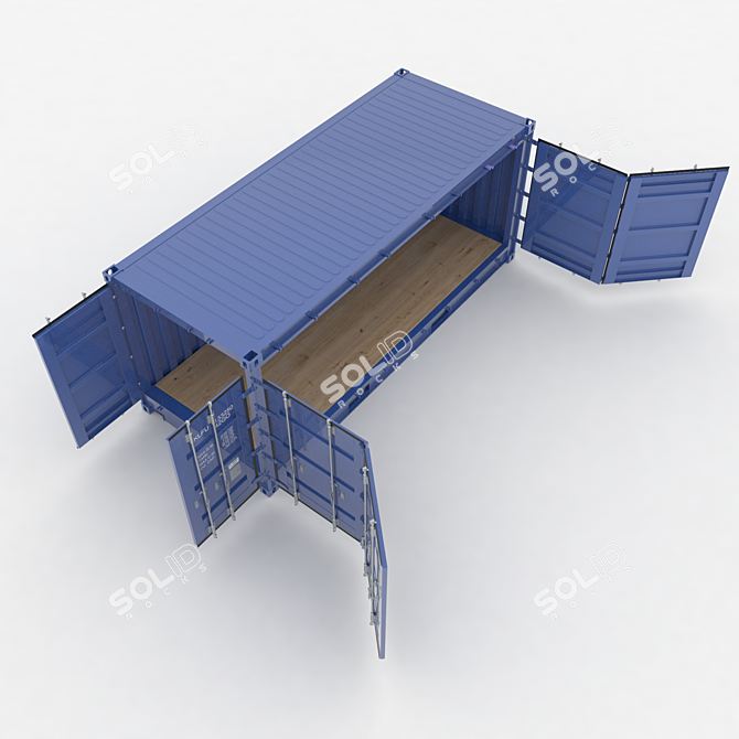 20ft Open Side Sea Container with Animated Doors 3D model image 4