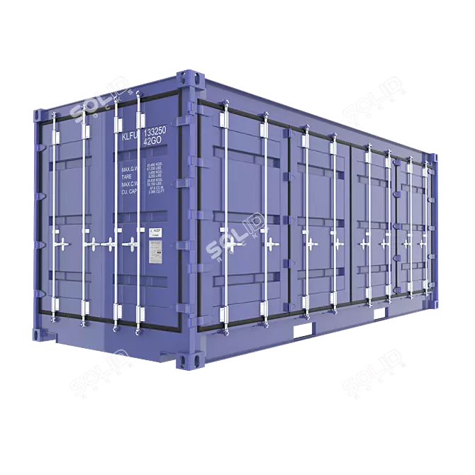 20ft Open Side Sea Container with Animated Doors 3D model image 7