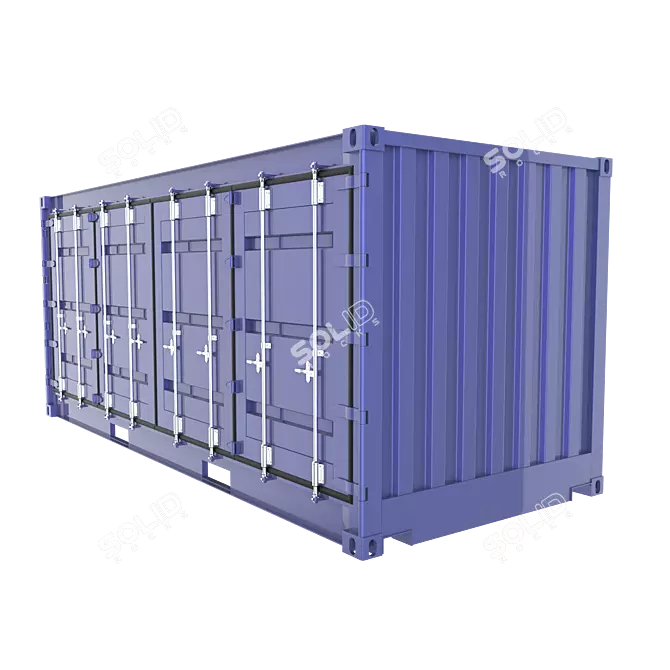 20ft Open Side Sea Container with Animated Doors 3D model image 8