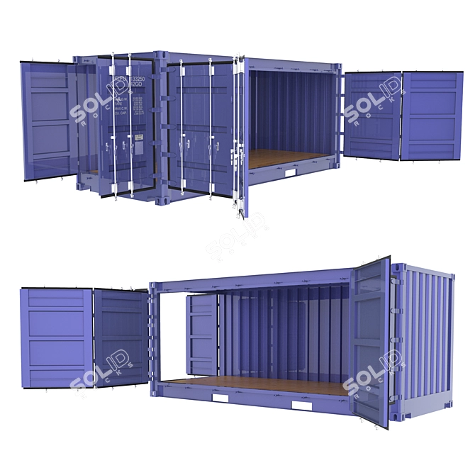 20ft Open Side Sea Container with Animated Doors 3D model image 10