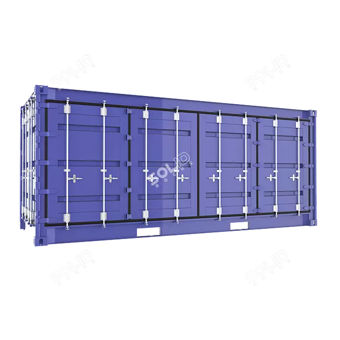 20ft Open Side Sea Container with Animated Doors 3D model image 11