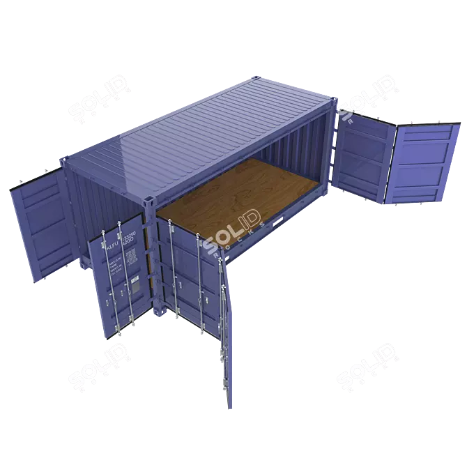 20ft Open Side Sea Container with Animated Doors 3D model image 13