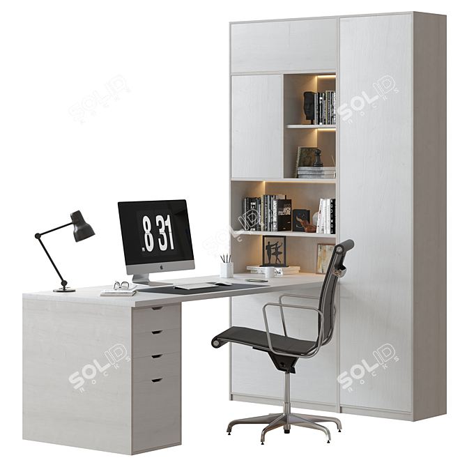 Versatile Office Furniture Set with Three Bookshelf Options 3D model image 1