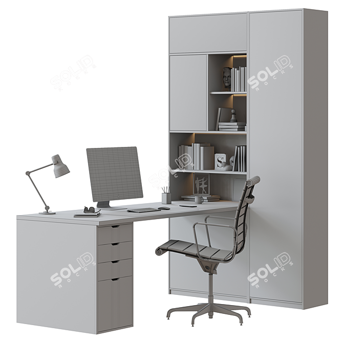 Versatile Office Furniture Set with Three Bookshelf Options 3D model image 4