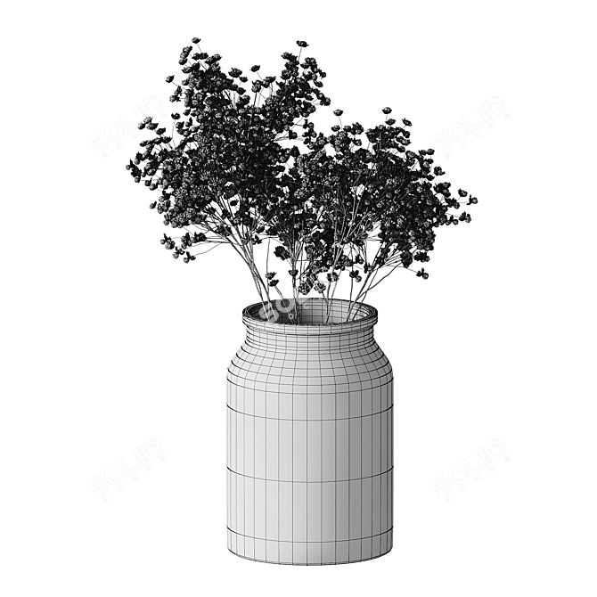 Delicate Gypsophila Jar Bouquet 3D model image 2