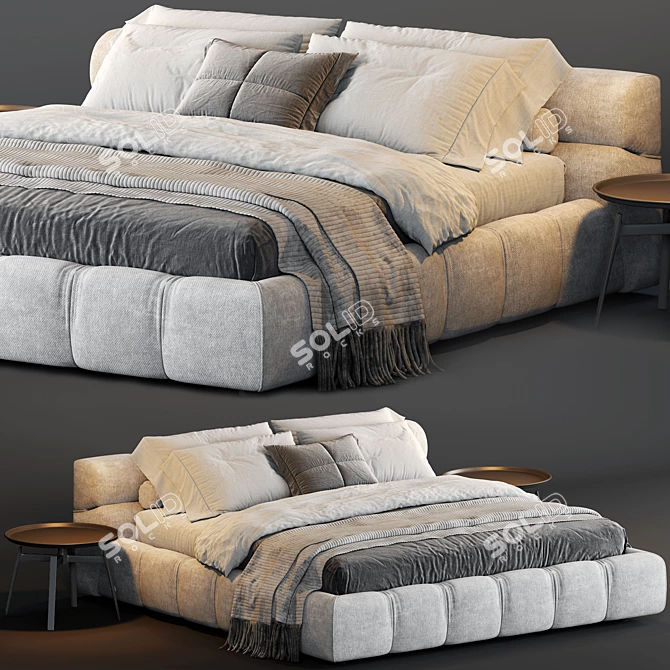 Luxurious B&B Italia Tufty Bed: Ultimate Comfort & Elegance 3D model image 1