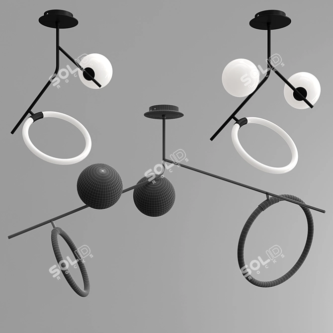 Elegant Swivel LED Chandelier 3D model image 2