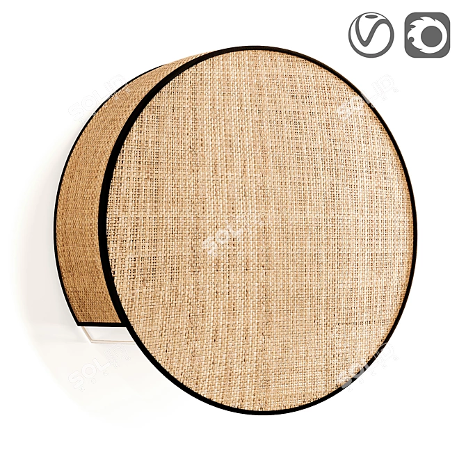 Raffia Round Lampshade, Dolkie 3D model image 1