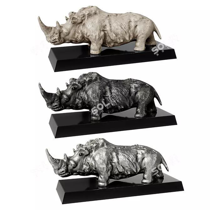  Majestic Rhino Sculpture 3D model image 1