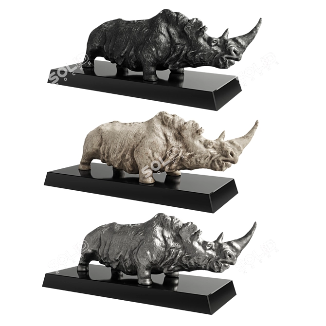  Majestic Rhino Sculpture 3D model image 2