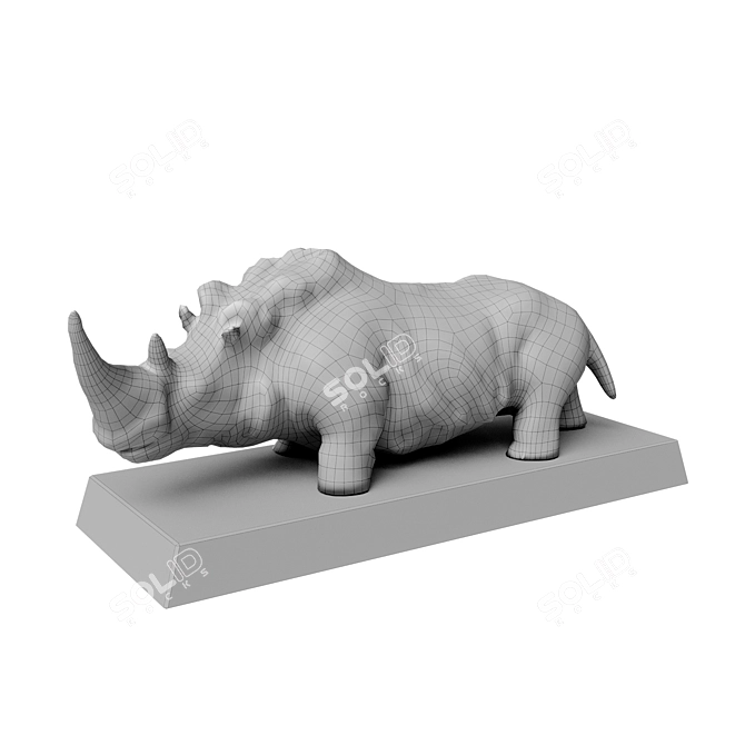  Majestic Rhino Sculpture 3D model image 4