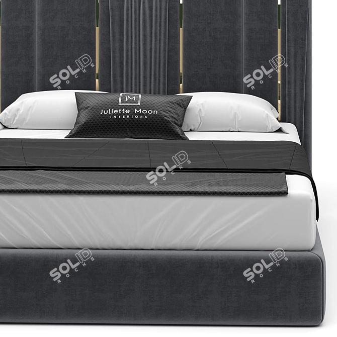 Italian Pleat Upholstered Velvet Bed 3D model image 4