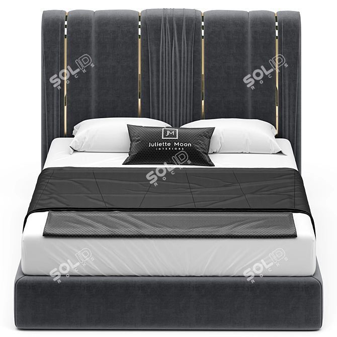 Italian Pleat Upholstered Velvet Bed 3D model image 9