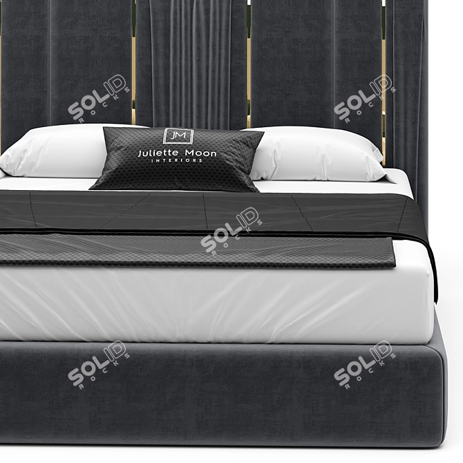 Italian Pleat Upholstered Velvet Bed 3D model image 10