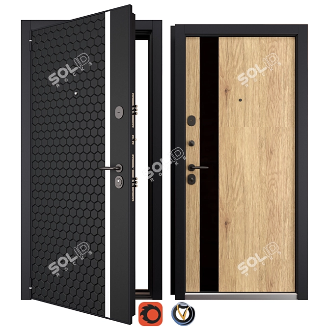 Premium Metal Entry Door - Newest NT 2 (Holz) 3D model image 1