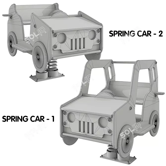 Spring Ride-On Cars. Set of 2 3D model image 2